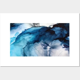 White Sand Blue Sea - alcohol ink painting Posters and Art